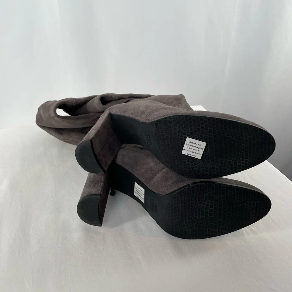 Stuart Weitzman Highland Suede Over The Knee Heeled Boot‎ in Grey Size 9.5